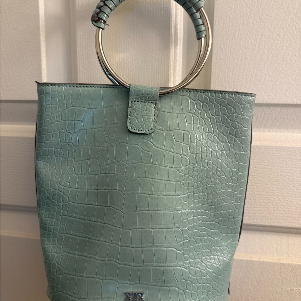 Collection XIIX Light Blue Faux Croc-Embossed Crossbody Bag